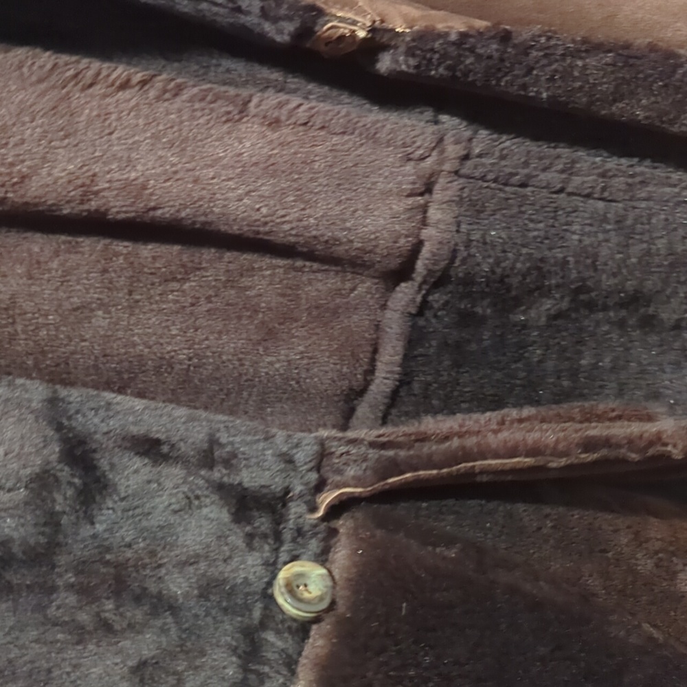Vintage Women's Brown Shearling Suede Trench Coat - Picture 5 of 6